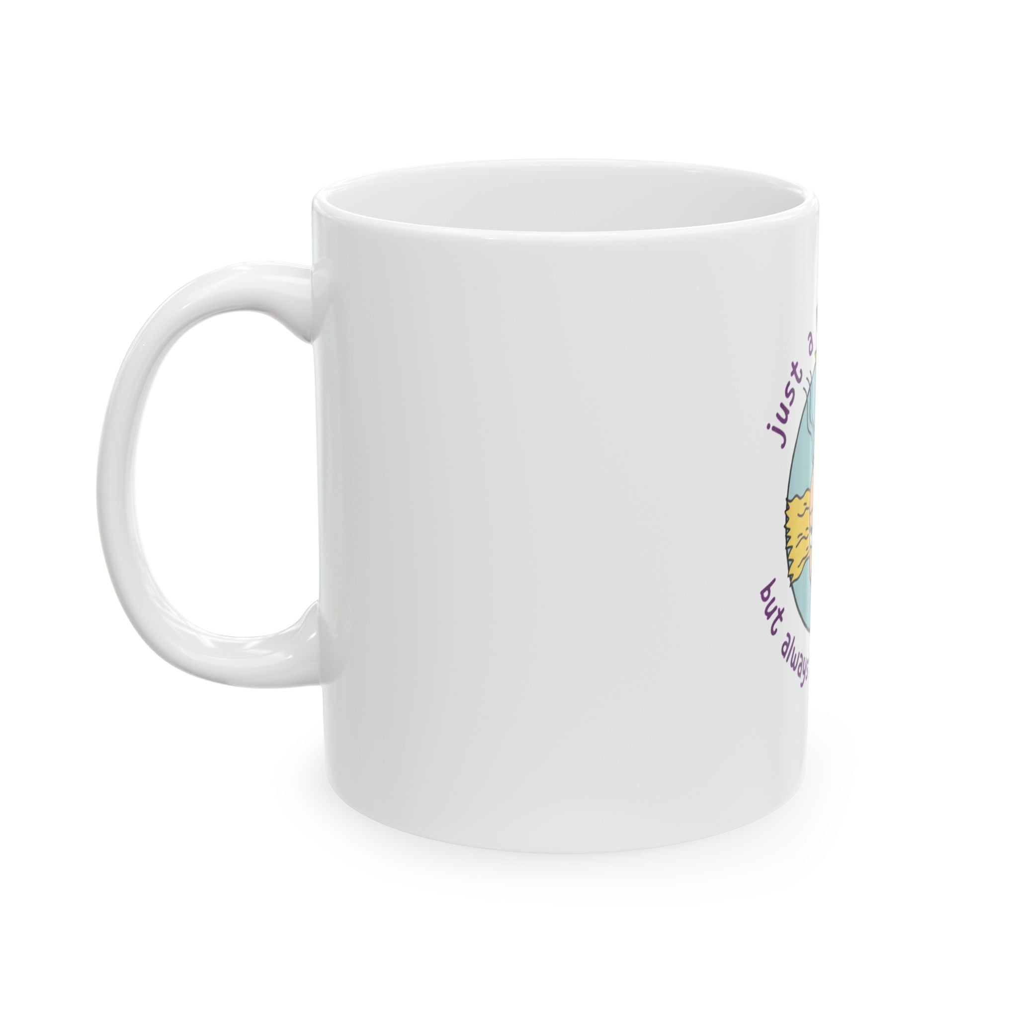 "Just a Lil' Stressed but Always Tryin' My Best" Cute Cartoon Stress-Relief Coffee Cup
