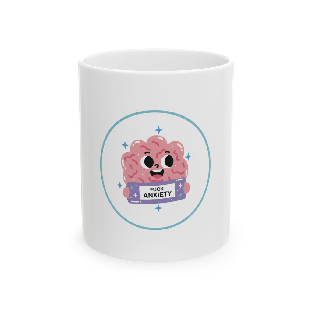 Funny 'F*** Anxiety' Brain Mug