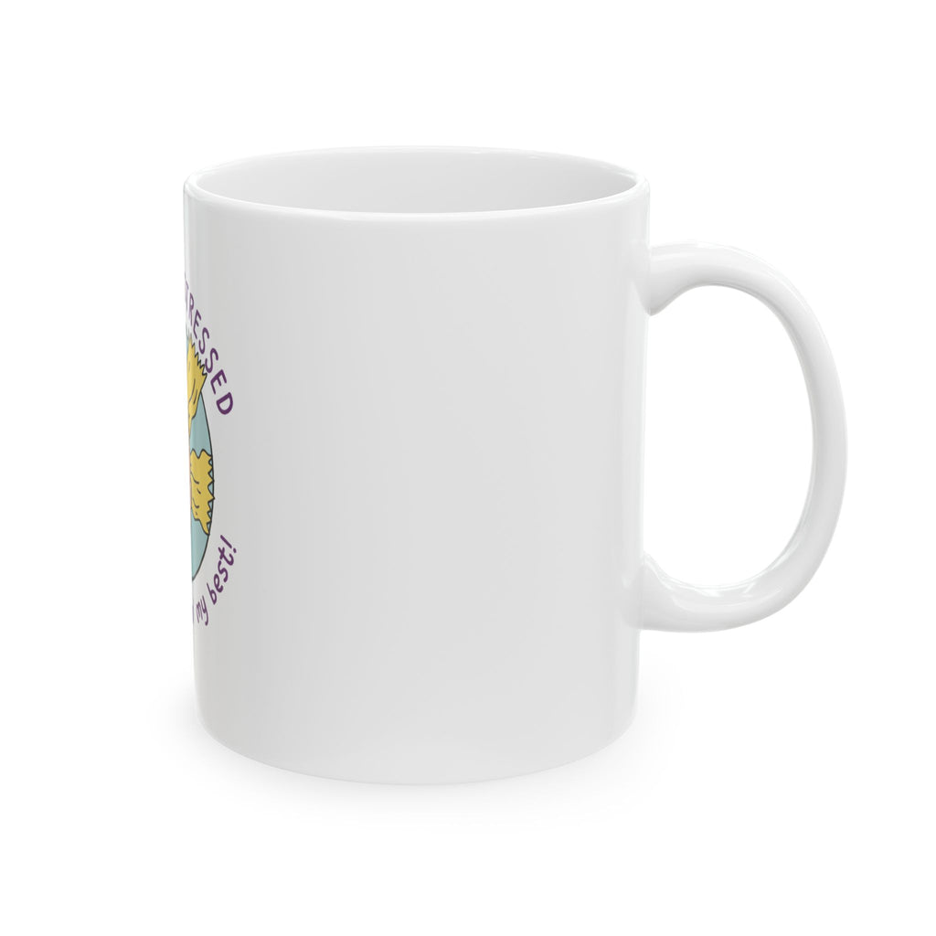 "Just a Lil' Stressed but Always Tryin' My Best" Cute Cartoon Stress-Relief Coffee Cup