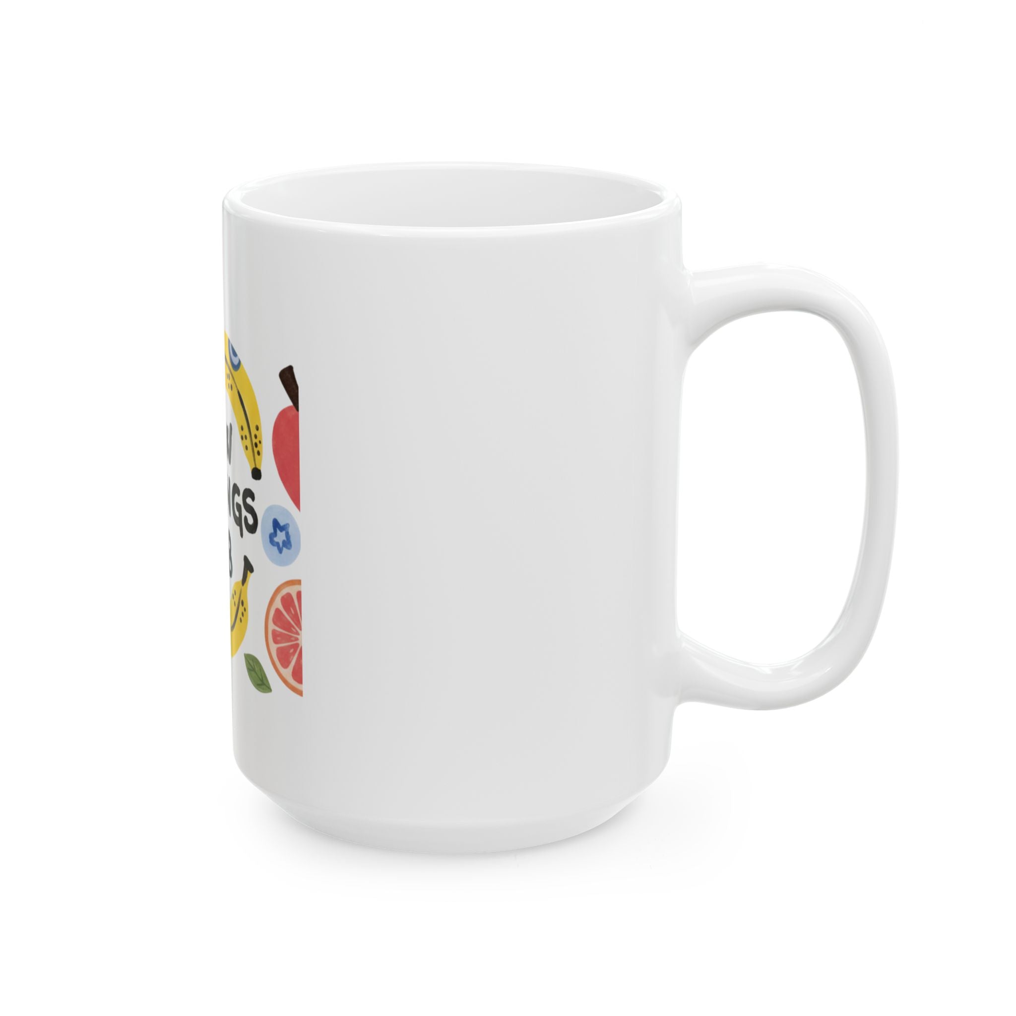 Slow Mornings Club Ceramic Mug — Cute Fruit Illustration Coffee Cup (11oz/15oz)