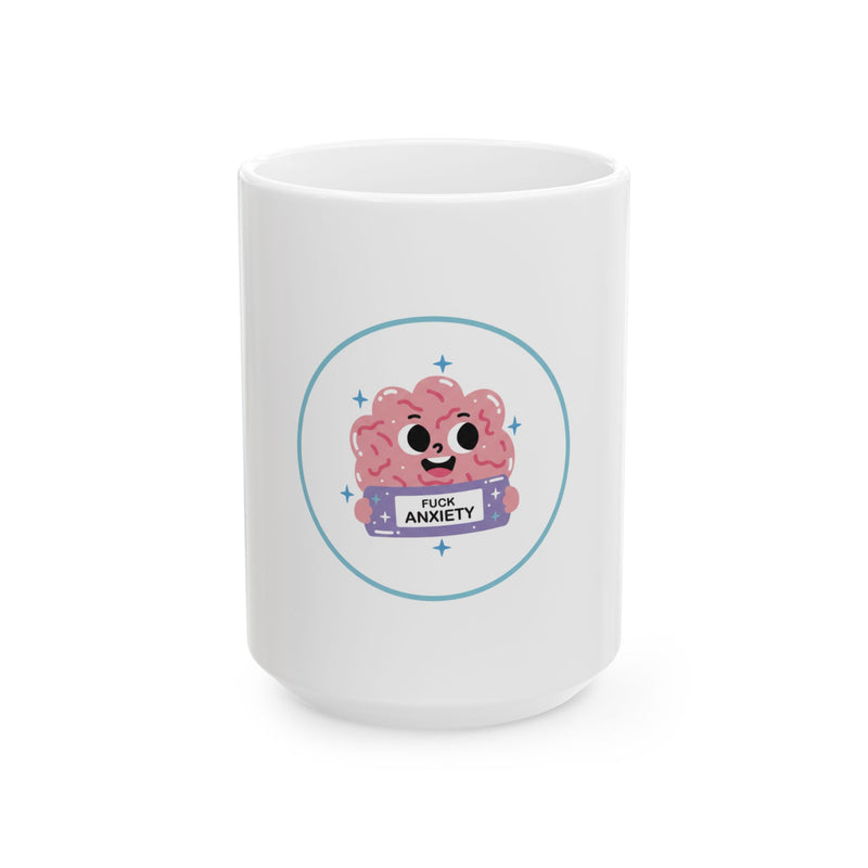 Funny 'F*** Anxiety' Brain Mug